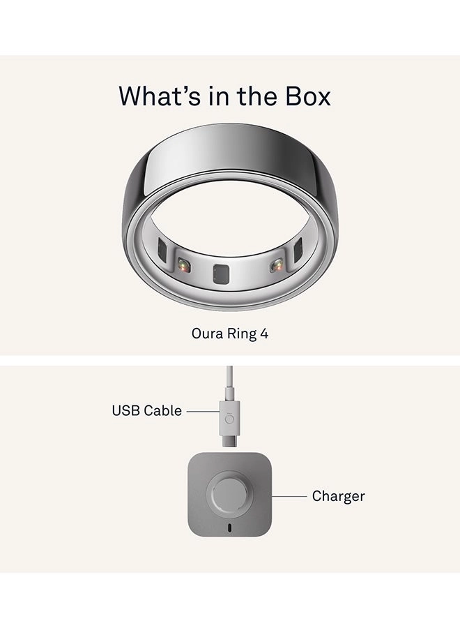Ring 4 - Smart Ring Health Activity Tracker Silver (Ring Size 4)