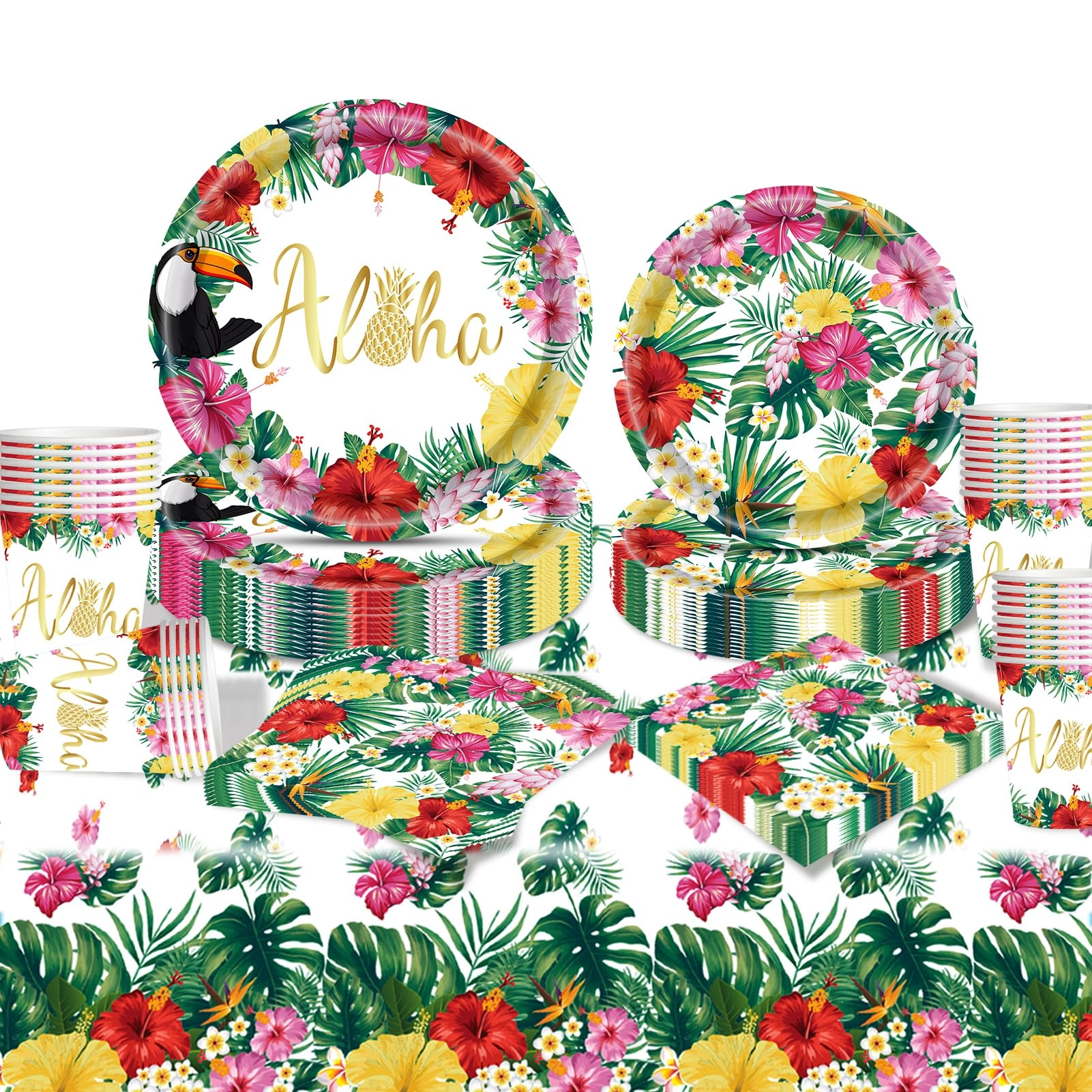 moerstar Hawaiian Tropical Flowers Tableware Set - Summer Party