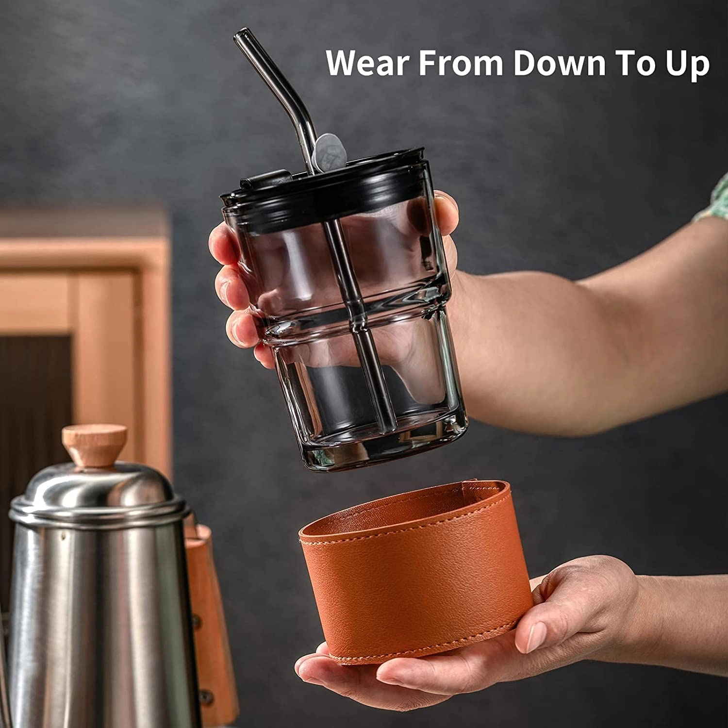 Glass Pearl chain cup Coffee Tumbler - 350ml