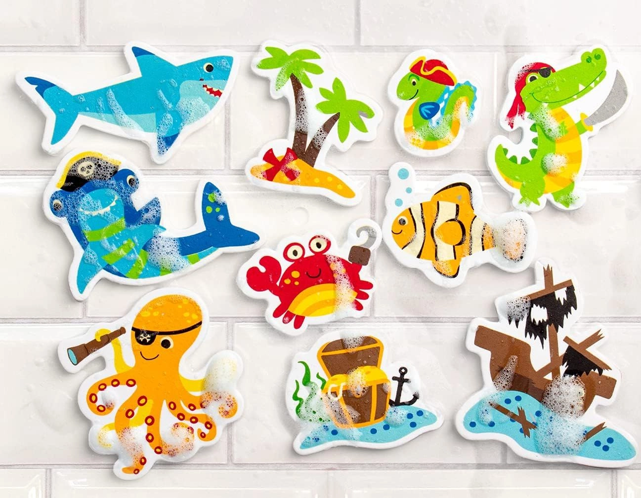 Foam Bath Toy - 10pcs Shark Blue