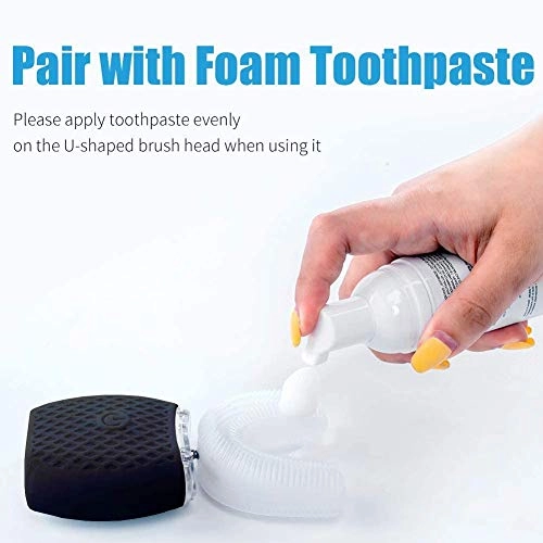 Ultrasonic U-Shaped Toothbrush - 360° Mouth Cleansing Black