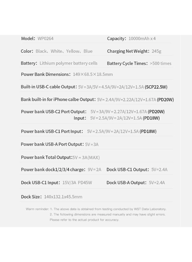 Multiple Power Bank Docking Station - 10000mAh x4 22.5W