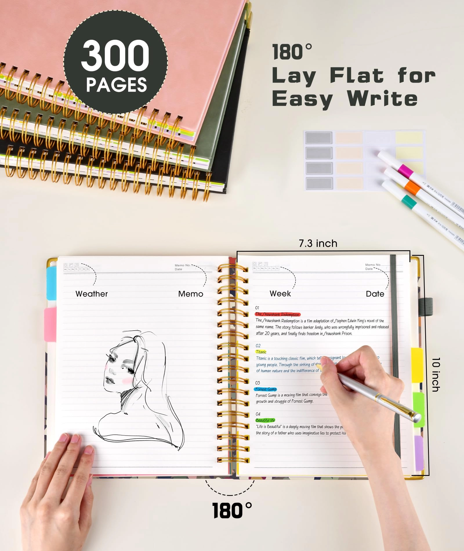 Spiral Notebook Large Hardcover - Lined 150 Sheets