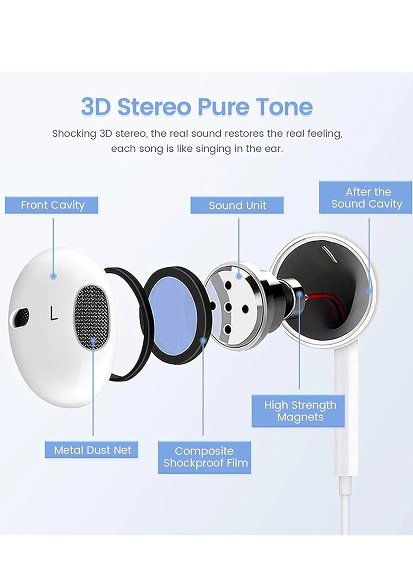 Ear Earphones Wired Earbud Pack