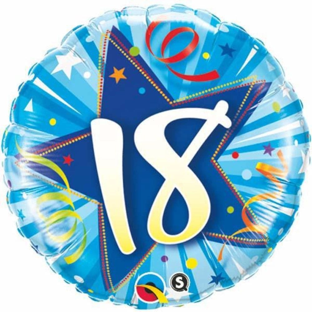 Party Zone Shining Star Round Foil Balloon - 45 cm Bright Blue