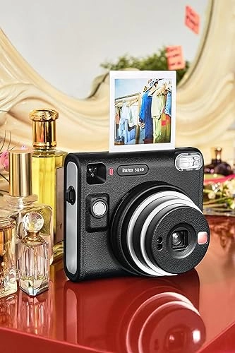 Instax Square SQ40 - Vintage Black + Instax Film Value Pack - 40 Sheets + Shutter Accessories - Photo Album 80 Pockets