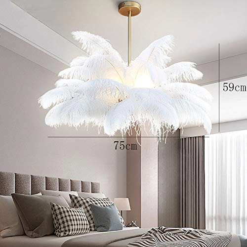 Nordic Modern Chandelier - E14-led White feathers 100*59cm