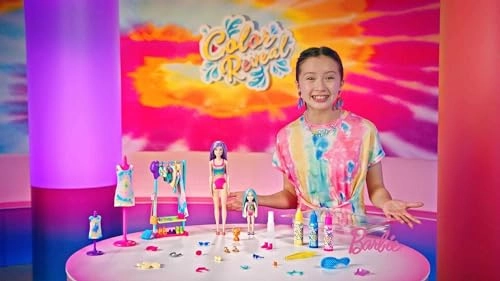 Barbie Color Reveal Tie-Dye Fashion Maker - 2 Dolls 53 Pieces Ages 48+ Gift Set