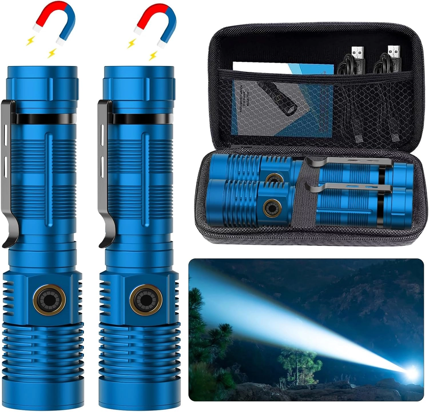 Hoxida k2301 pro Flashlight - 2pcs Blue