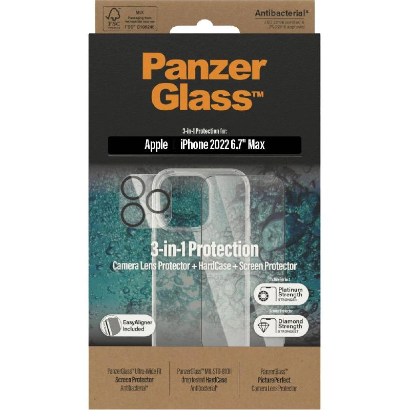 PanzerGlass Hard Case + Screen Protector + Camera Lens Protector for iPhone 14 Plus