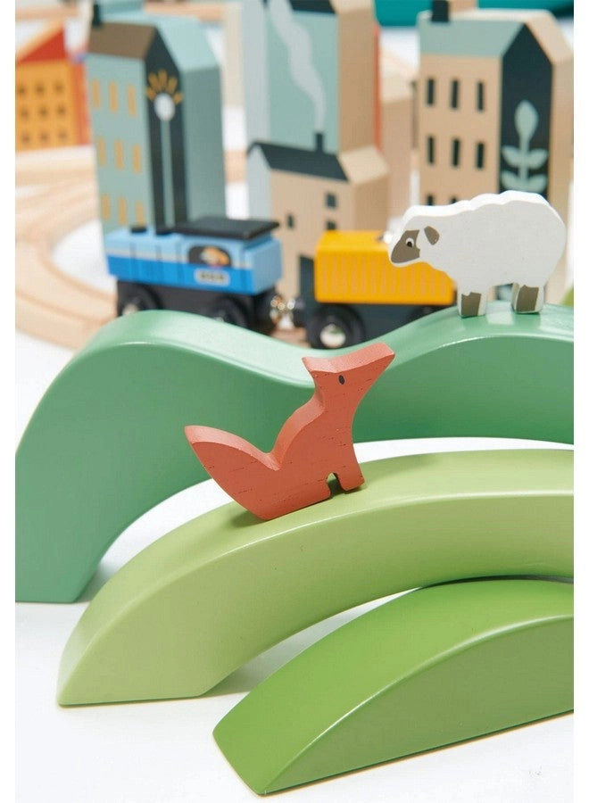 Green Hills View Wooden Stacking Building Toy - Animals