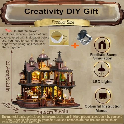 Miniature Wooden Dollhouse Furniture Kit - Creative Room 1:24