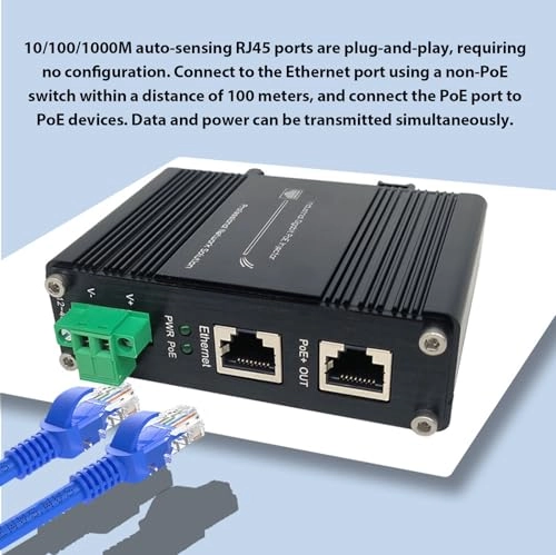 30W Industrial Hardened Gigabit PoE Injector - 12-48V 30W 2x RJ45 IEEE802.3af/at/bt 10/100/1000Mbps 30W per port