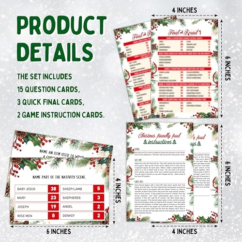 Christmas Friendly Feud Game - 20 cards 18 years and up