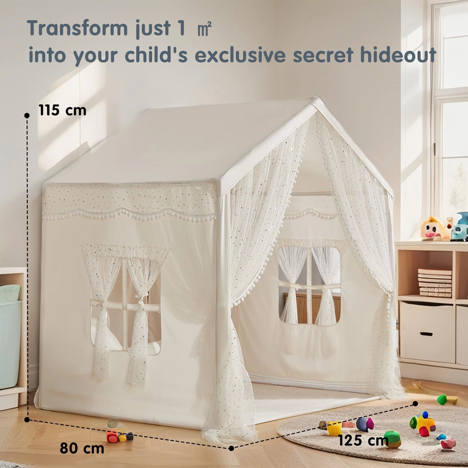 Play Tent - 125cmx80cmx115cm Beige