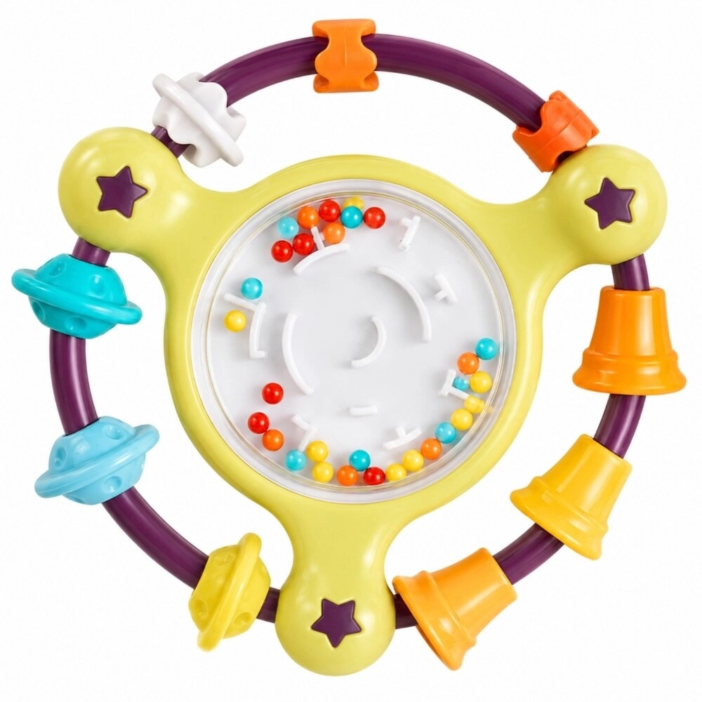 GREEN FUTURE Baby Rattle Spinner - Colorful Yellow Beads