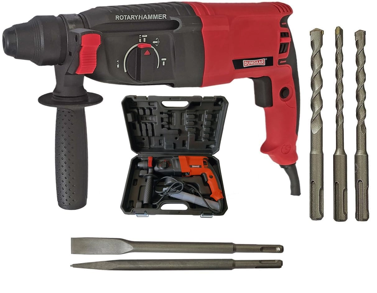 Electric Hammer Reversible Drill - 1250W 26mm 3Pc SDS Bit