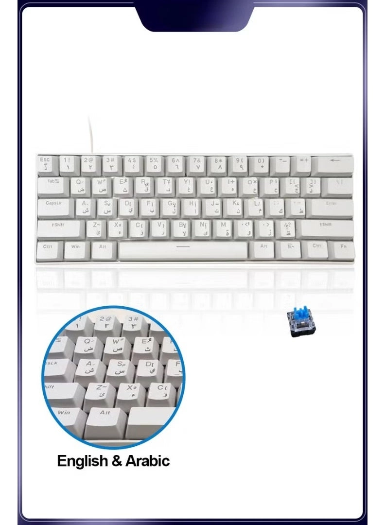 61 Keys Mechanical Gaming Keyboard - AR/EN Wired