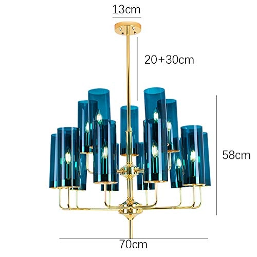 E14 Nordic Post-modern Creative Glass Chandelier - 8 head Soot cover