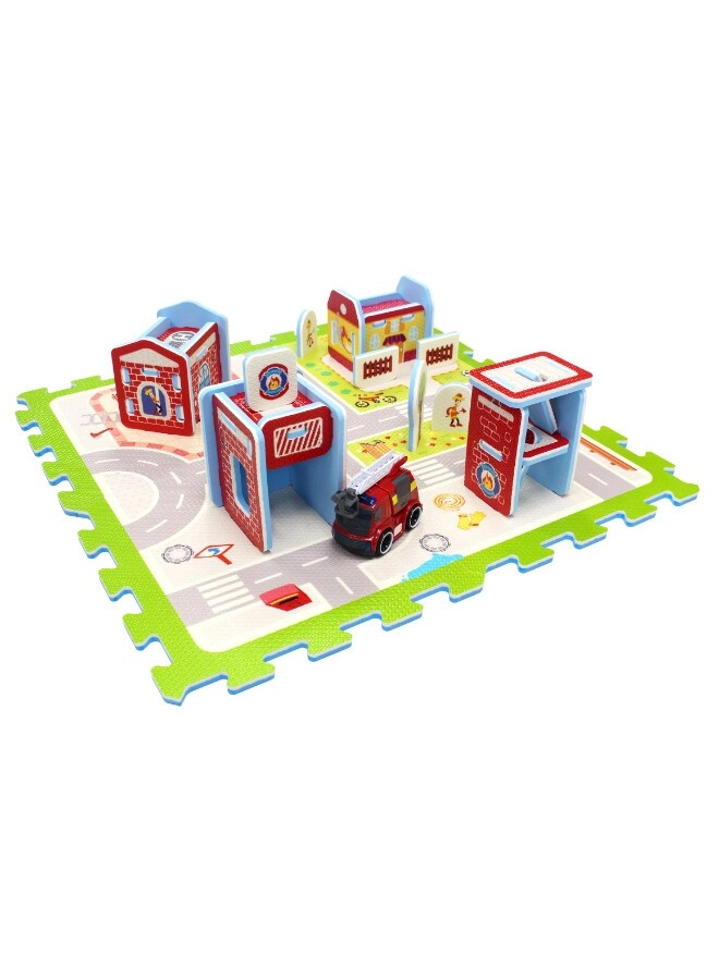 Sunta Fire Station Adventure Puzzle Mat - Fire Engine Multicolor