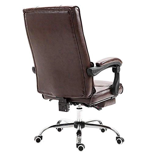 Desk Chair - PU Leather Brown High Back