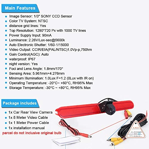 Car Mirror Monitor - 7 Inches + Car Rear View Camera - Night vision 628 x 586 pixels