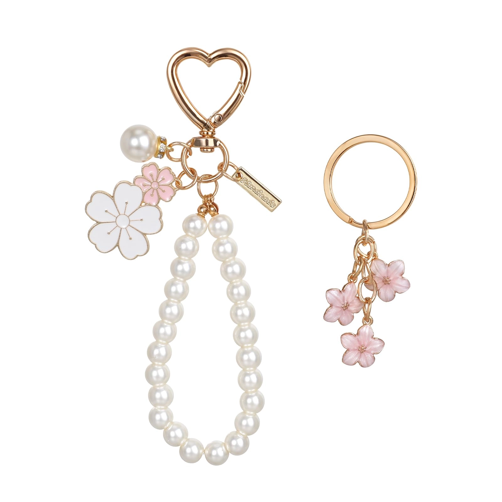 Piriuuo Flower Keychain Kit - 2 Count Pink Gold White