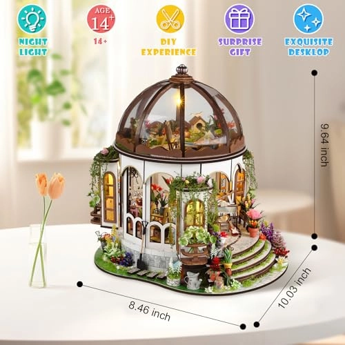 Miniature House Kit - Tiny Hanging Garden LED 3D Wooden
