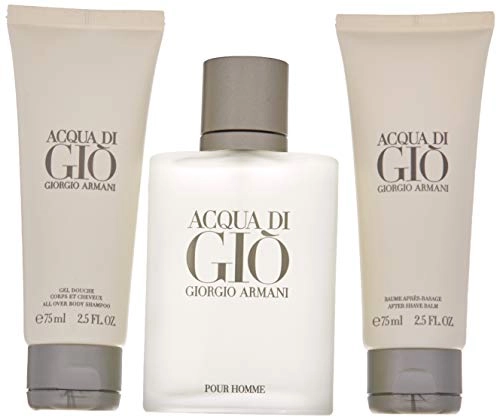 Acqua Di Gio Eau De Toilette - 3.4 oz + Acqua Di Gio All Over Body Shampoo - 2.5 oz + Acqua Di Gio Aftershave Balm - 2.5 oz