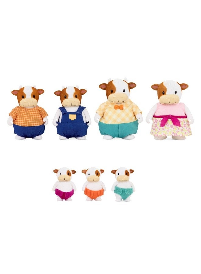 Li'L WOODZEEZ The FitzMoo Cow Family - Flocked Collectible Posable Cow Figures 7 pcs