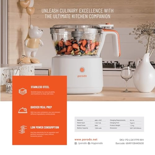 Lifestyle Portable Electric Meat Chopper - 1L 1500mAh battery