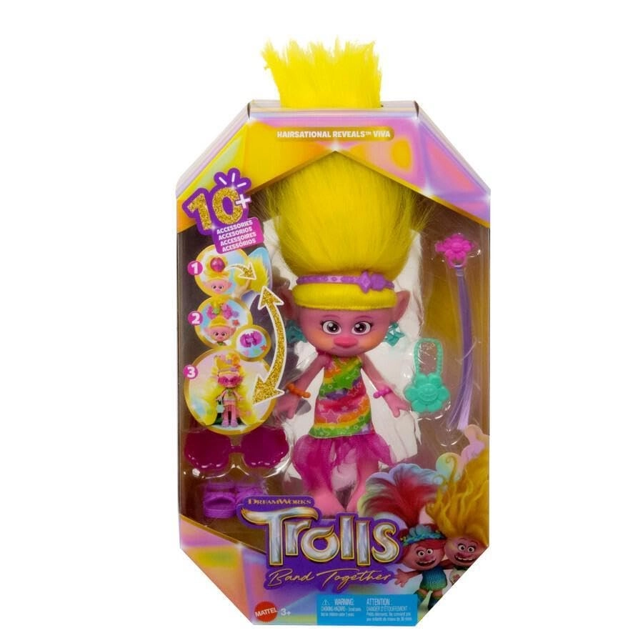 Trolls Band Together Hairsational Reveals Fashion Doll - 10+ Accessories Transforming Hair Piece