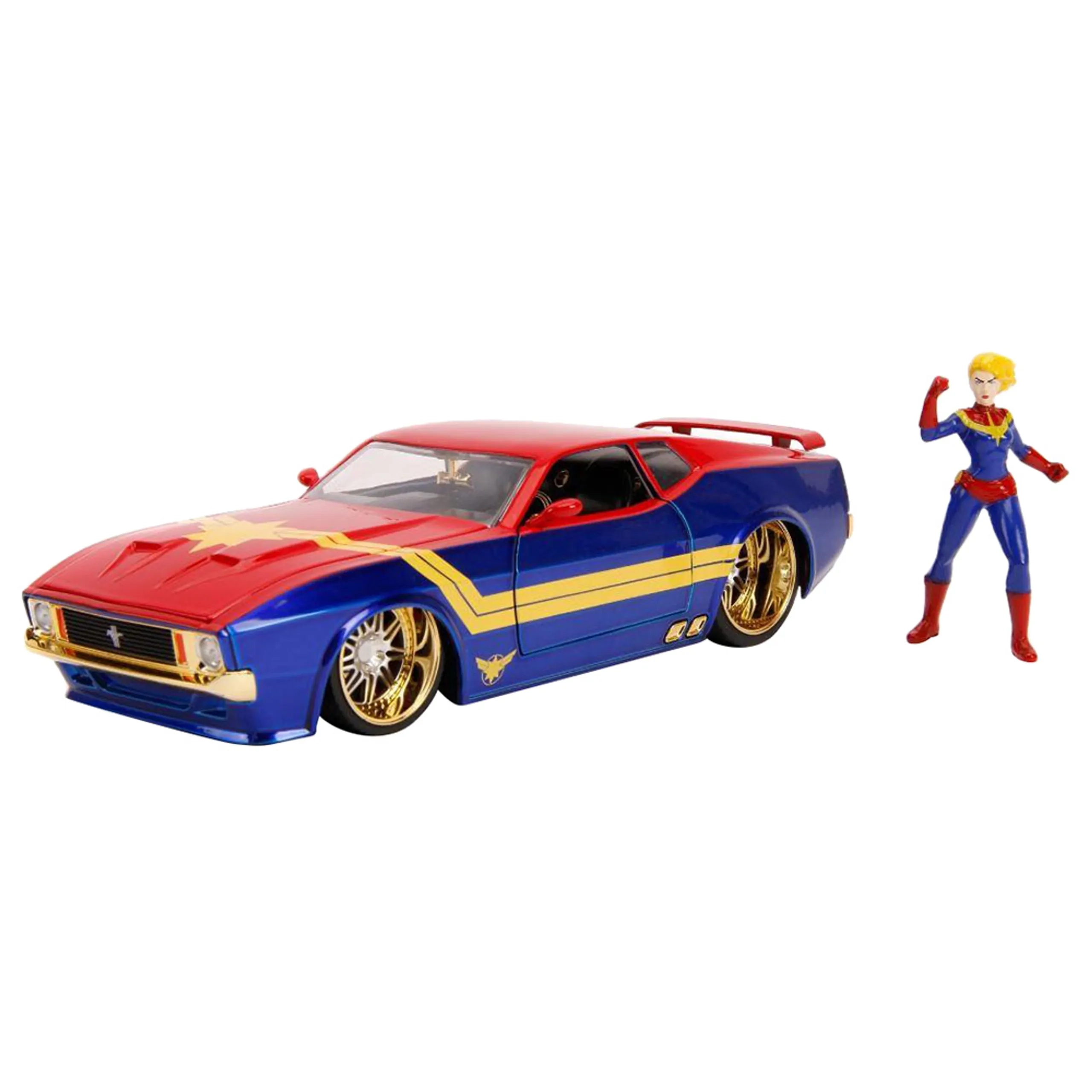 Jada 1973 Ford Mustang Mach 1 with Captain Marvel Figure- 1:24