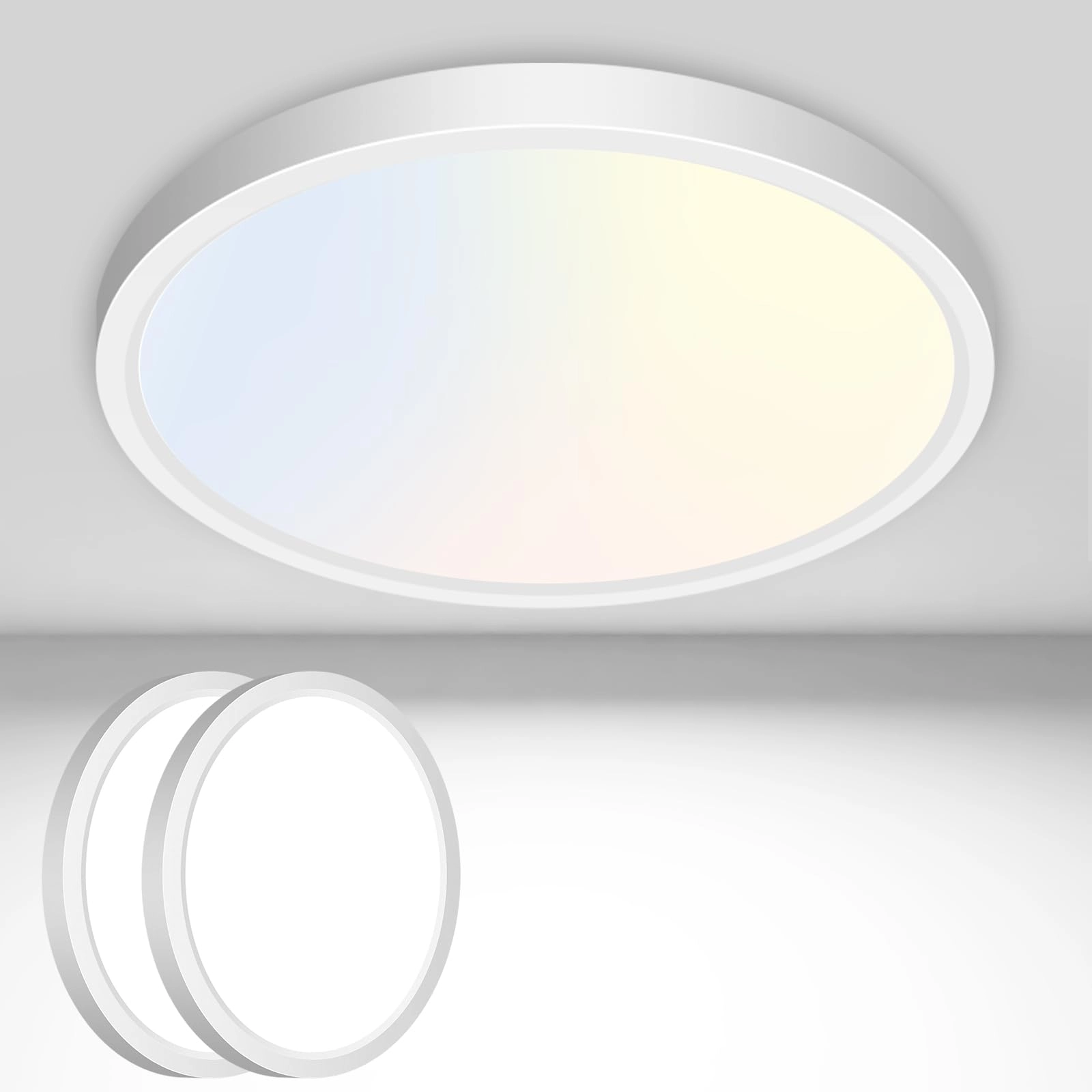 hepside Flush Mount LED Ceiling Light Fixture - 3000K 4000K 6500K Dimmable Pack