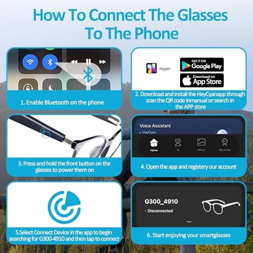 AI Smart Glasses - Bluetooth 5.4 Real-Time Translation Anti-Blue Light Lenses