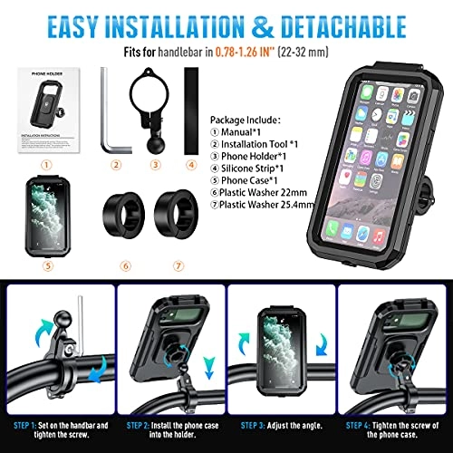 Universal Bike Phone Holder - 360° Rotatable Detachable Compatible with Phone 12 Pro/12/12 Mini