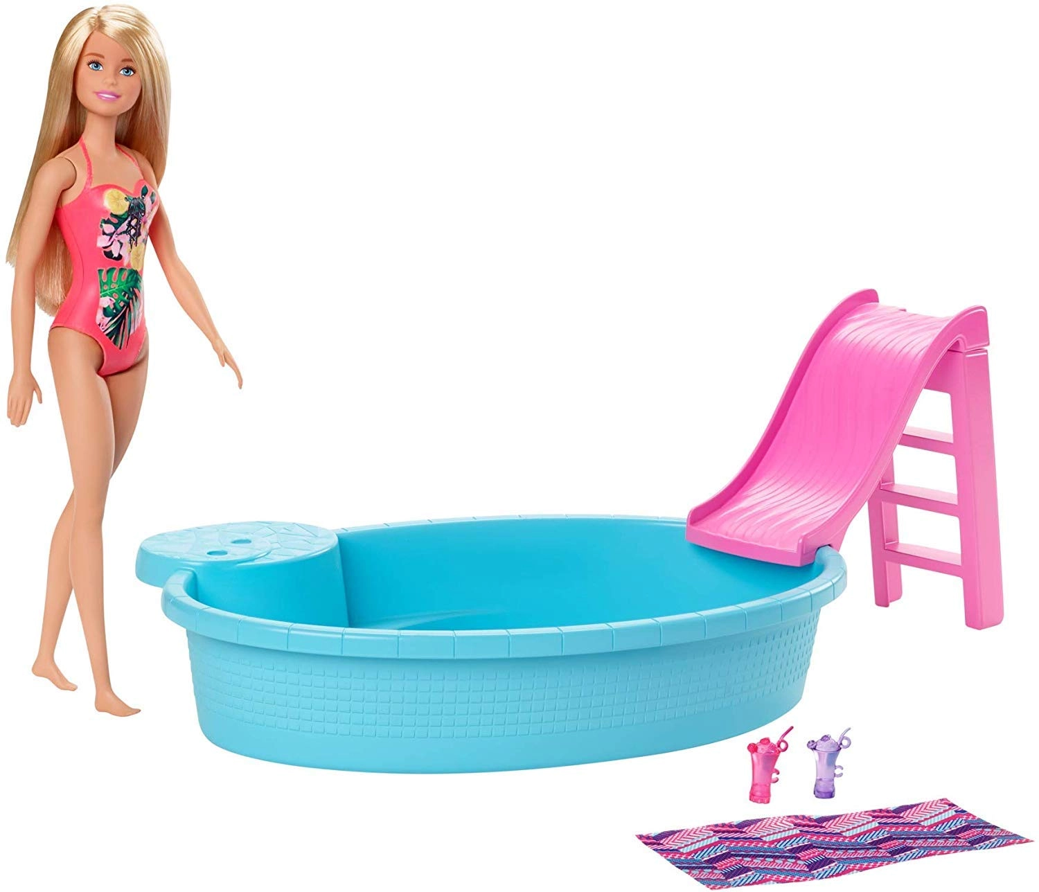 Barbie Doll and Pool Playset - Blonde Pink Swimsuit Ages 3+