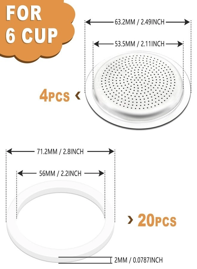 Silicone Gasket - 20 PCS + Stainless Steel Filter Basket - 4 PCS