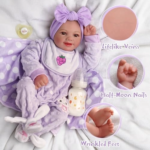 Reborn Baby Doll - 17 Inch Soft Vinyl and Cloth Body Girl Ages 3+ Gift Box