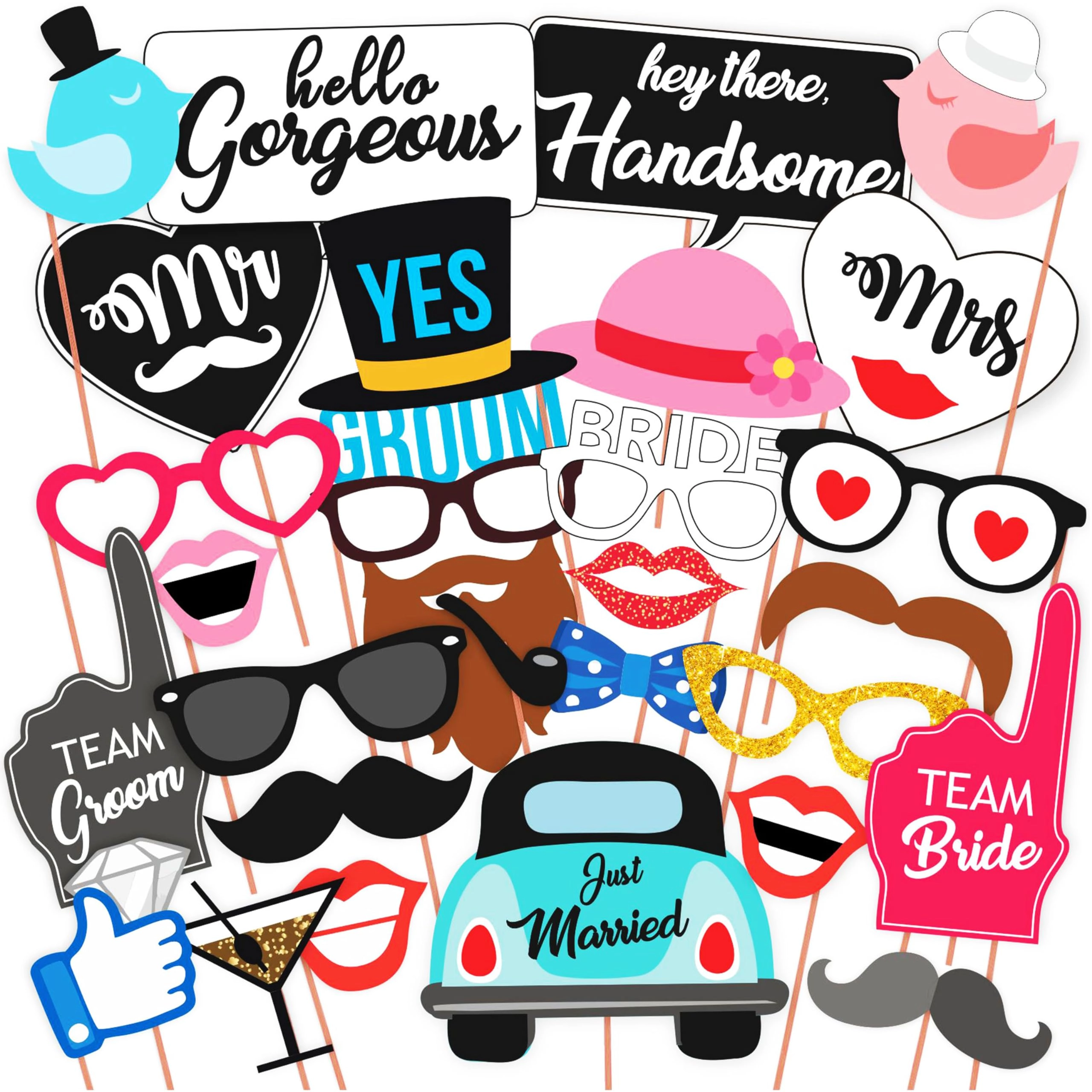 Discount Retail, Discount Retail, Nyay Khand-1, Indirapuram, Ghaziabad, Uttar Pradesh, 201014 Photo Booth Party Props - 30 Pieces Wedding
