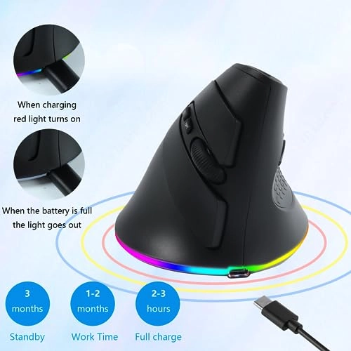 Vertical Ergonomic Mouse - Bluetooth/USB