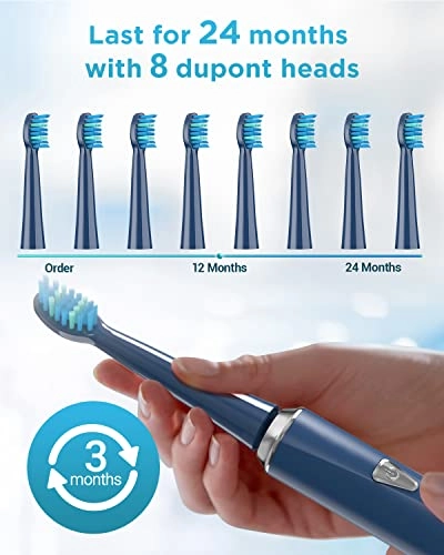 Electric Toothbrush - 8 Brush Heads 5 Modes 2 Minute Timer