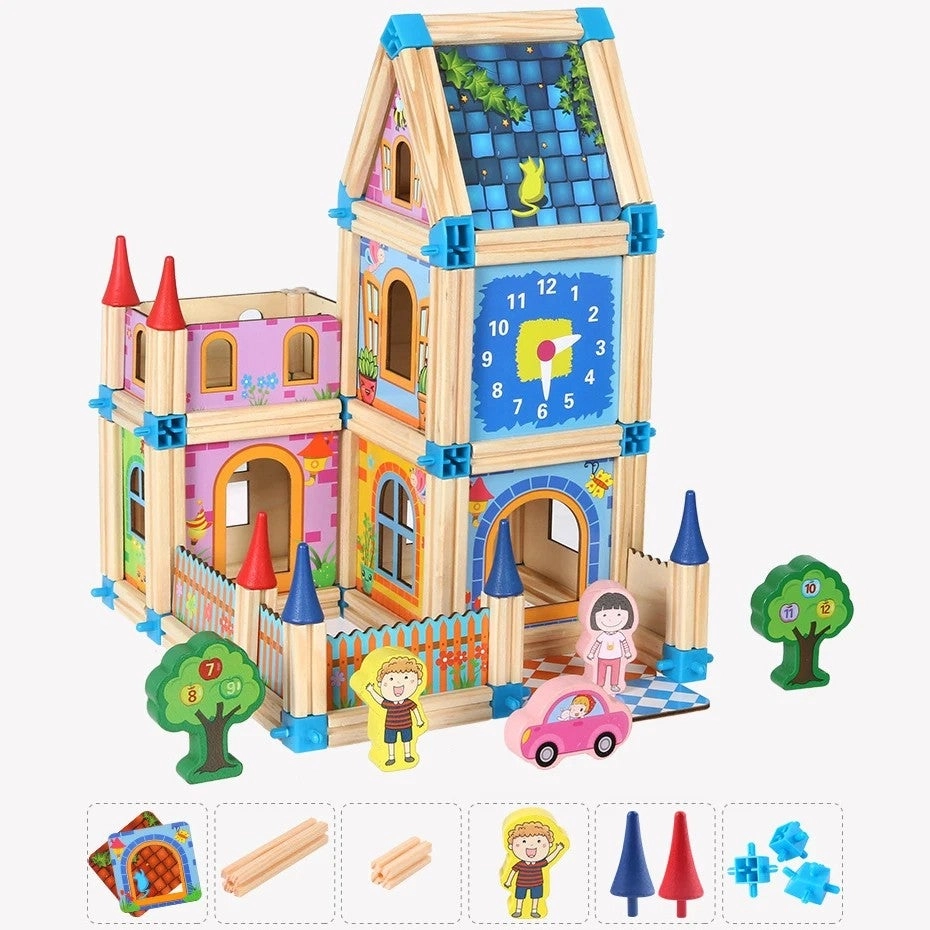 Wooden Building Blocks Set - 128/268 pcs