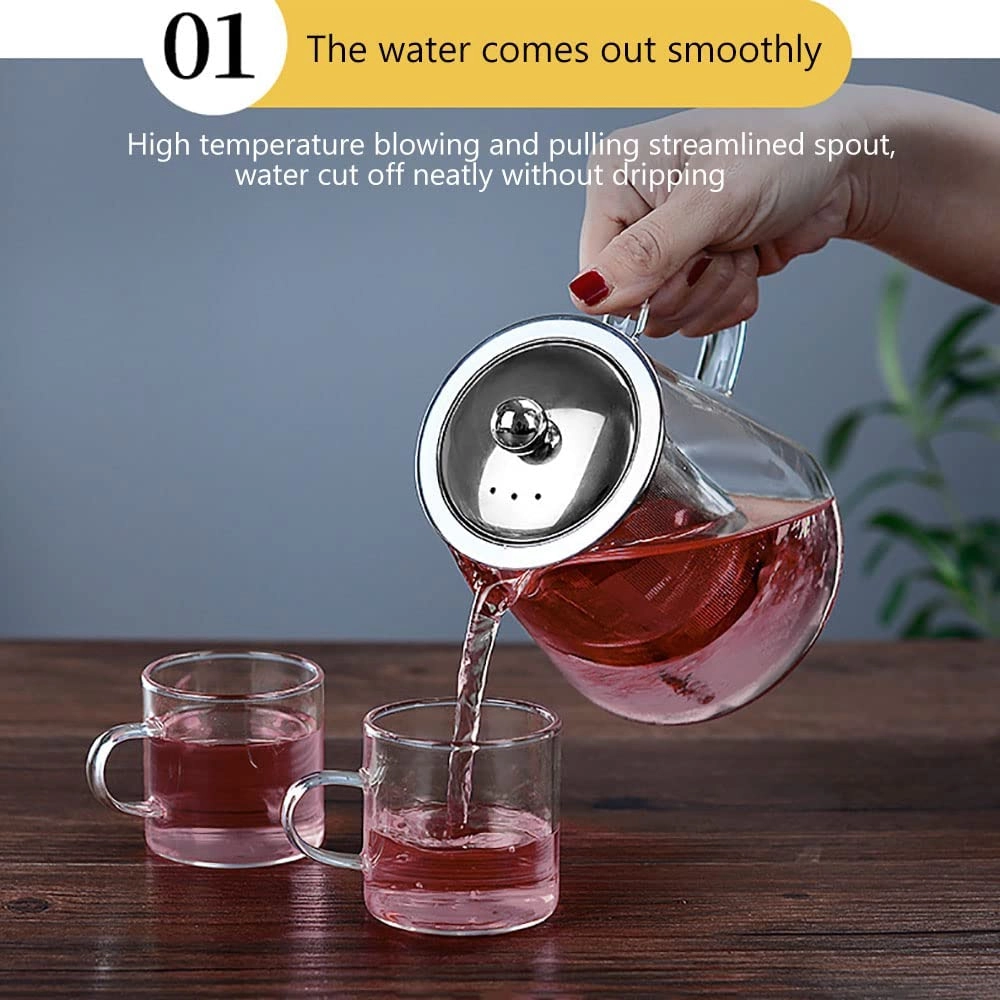 Glass Teapot - High borosilicate glass + 304 stainless steel filter 950ml