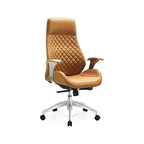 Desk Chair - PU Leather Brown High Back