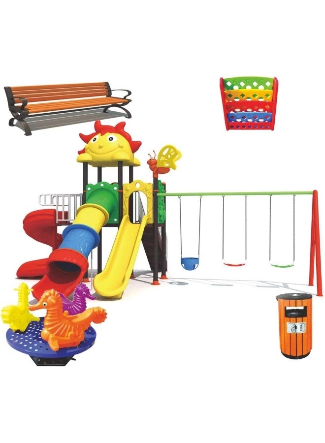 Multi Purpose Kids Outdoor Playing Equipments - 770x320x280cm 2+ Years
