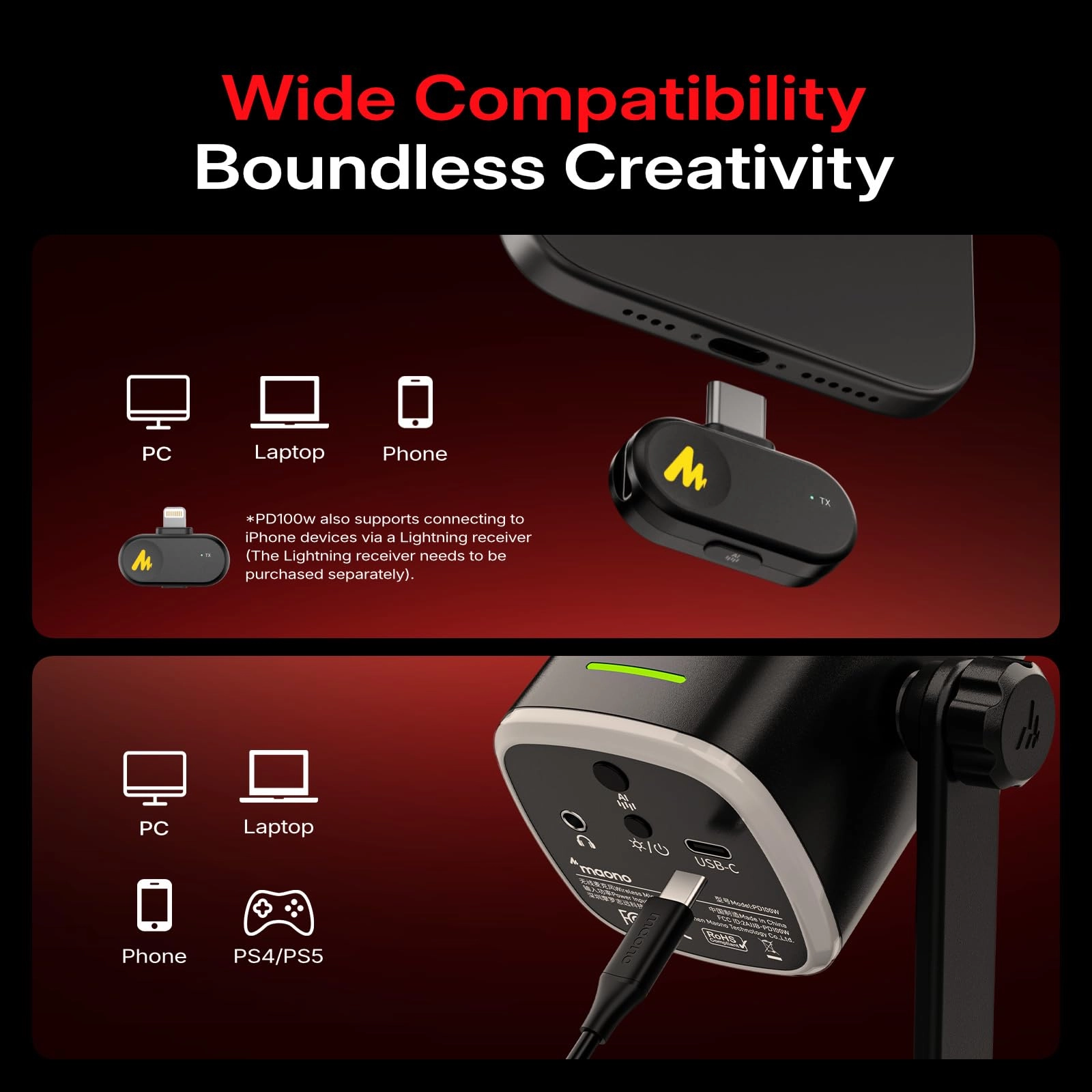 PD100W USB+Wireless Microphone