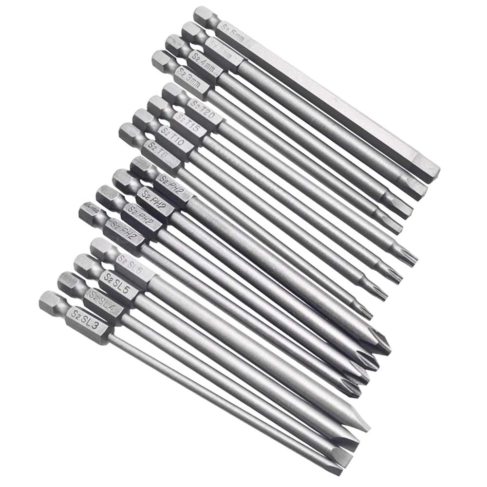 Yakamoz Multi Long Magnetic Screwdriver Bit Set - 16Pcs 100mm