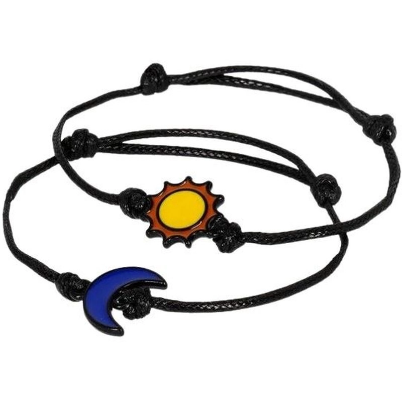 Better Together Sun&Moon Enamel Black-Tone Textile Bracelet