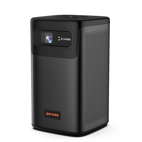 Porodo Portable DLP Projector: Compatible with IOS and Android, 8000mAh Lithium Battery, 38"-100" Projection Size, Up to 3 Hours Playtime, 16:9 Screen Ratio, and Equipped with a Touch Panel